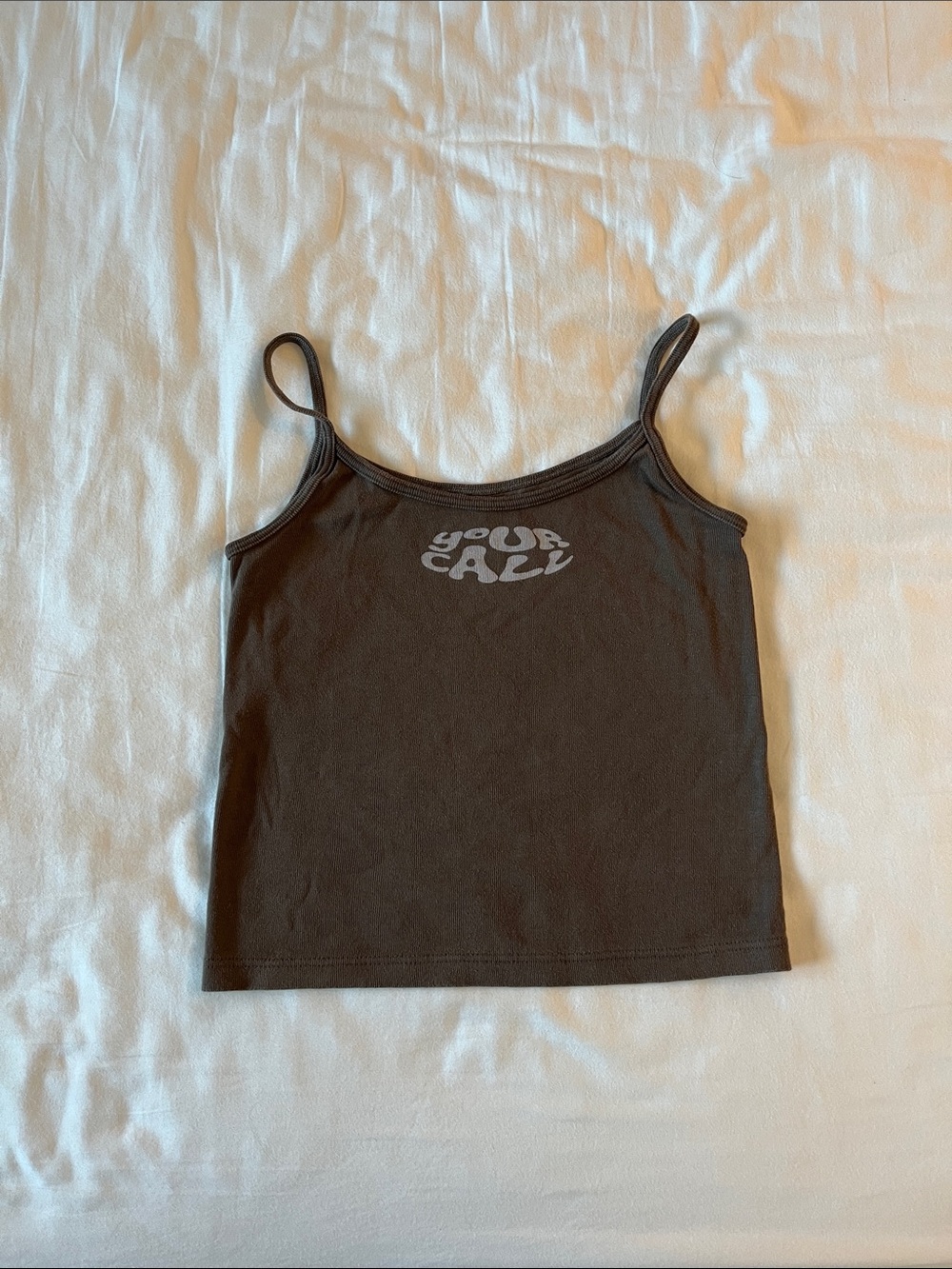 Brandy Melville Brown Spaghetti Strap Crop Tank Top